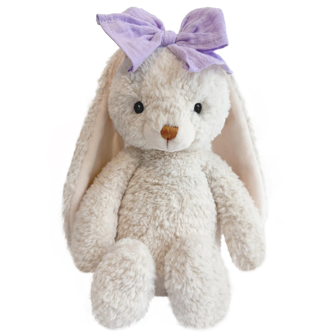 10-Inch Long-Eared Bunny Plush with Bow for Babies & Toddlers