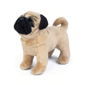12-Inch Lifelike Pug Plush Toy for Gifting & Home Display
