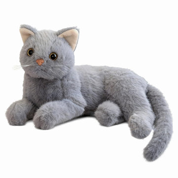 12-Inch Realistic Gray Cat Plush Toy for Play & Home Decor