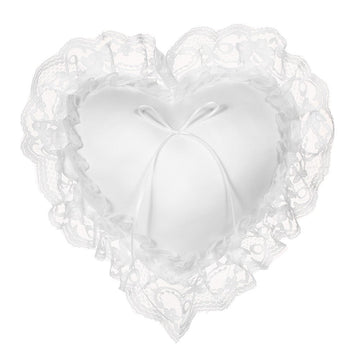 White Lace Heart-Shaped Ring Bearer Pillow for Wedding Ceremonies