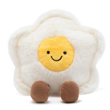 6.7-Inch Sunny-Side-Up Fried Egg Plush Toy for Decor & Gifting