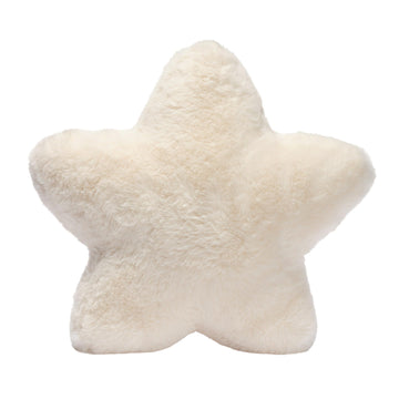 Ultra-Soft Creamy White Faux Fur Star-Shaped Plush Pillow