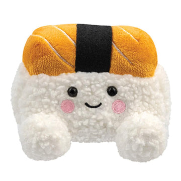 Palm-Sized Salmon Sushi Plush with Bean-Filled Base for Collecting