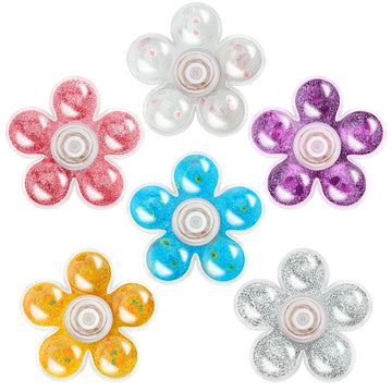 6-Pack Glitter Liquid Fidget Spinners with Flowing Visual Effects