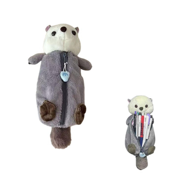 Plush Otter Pencil Case for Pens, Erasers & Sharpeners