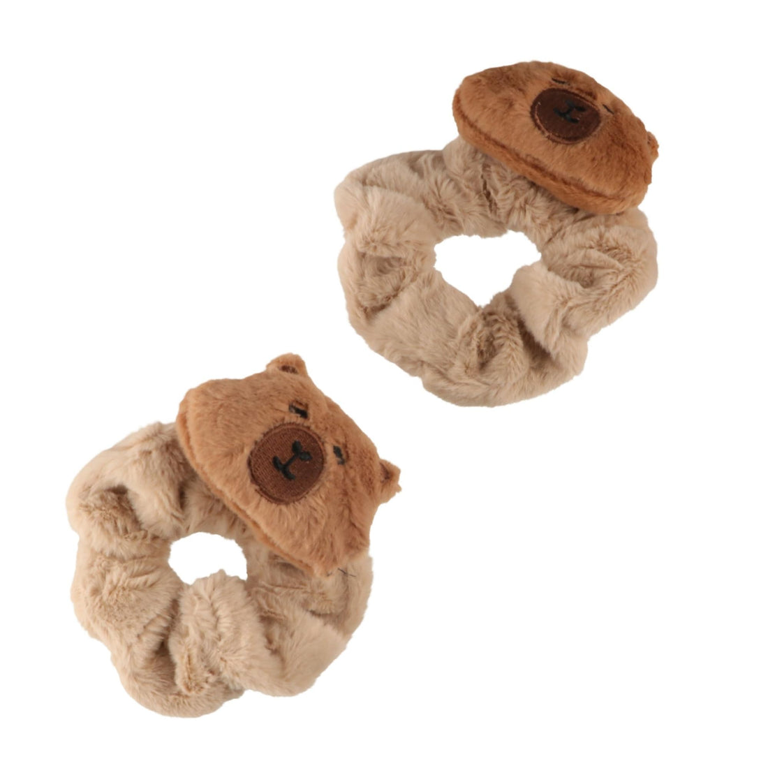 2-Pack Capybara Plush Hair Rope & Clip Set for Women