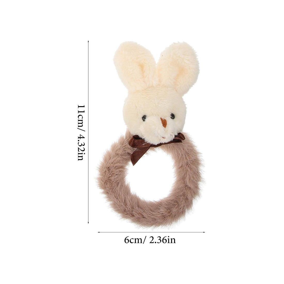 4-Pack Plush Bunny Hair Ties in Assorted Colors for Girls & Women