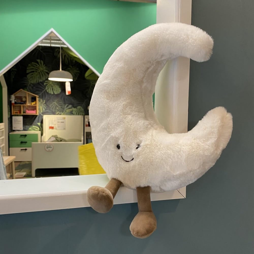 Soft Moon-Shaped Plush Toy for Bedside & Sofa Decor
