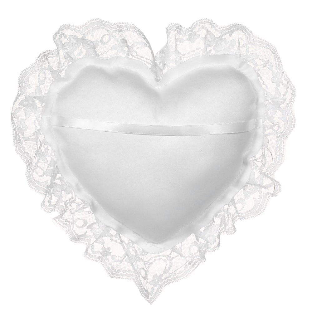 White Lace Heart-Shaped Ring Bearer Pillow for Wedding Ceremonies
