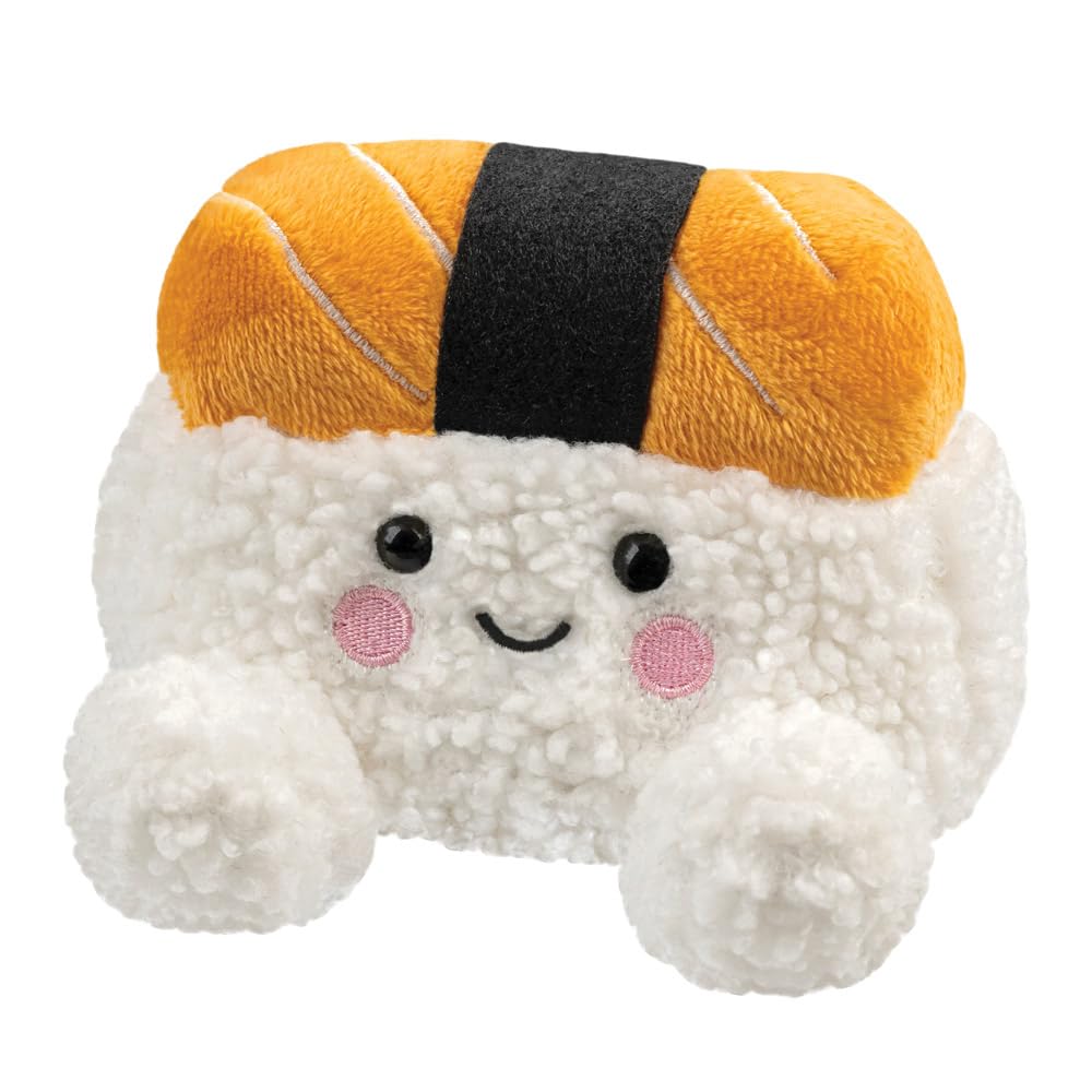 Palm-Sized Salmon Sushi Plush with Bean-Filled Base for Collecting