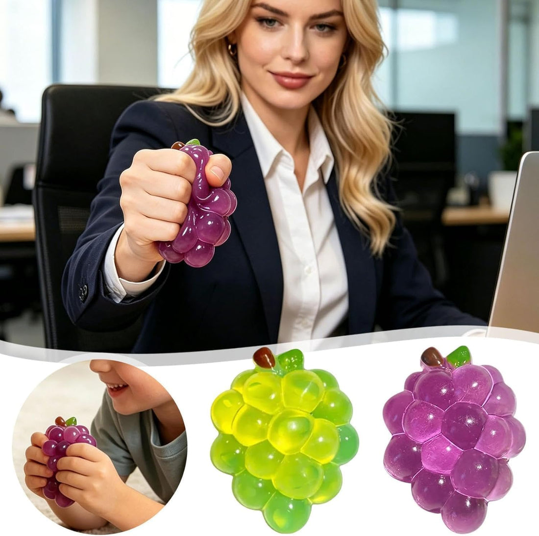 Crystal Grape Clear Jelly Slow-Rebound Squishy for Desk & Sensory Play