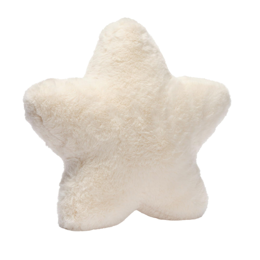 Ultra-Soft Creamy White Faux Fur Star-Shaped Plush Pillow