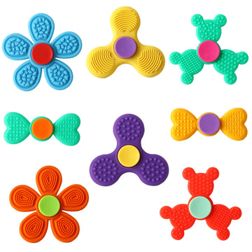 8-Pack Silicone Fidget Spinners for Quiet Sensory Play & Classroom Rewards